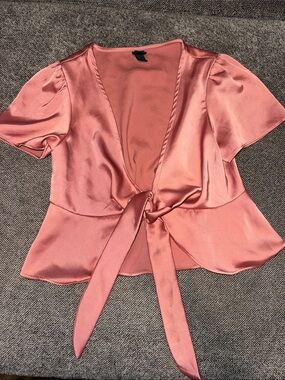 wild fable Rose Satin Tie-Front Blouse